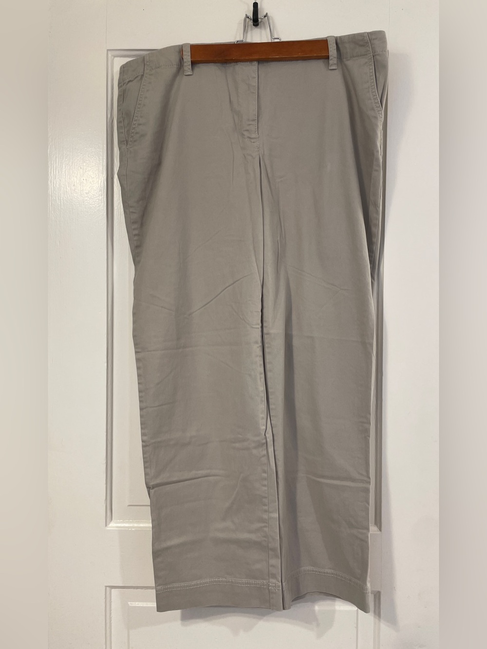 Ann Taylor Loft Straight Leg Brushed Cotton Chinos in Light Greige Size 18
